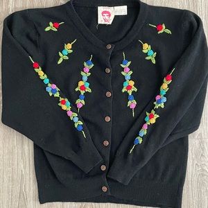 80s Betsey Johnson PUNK LABEL Cardigan Sweater, sz Small